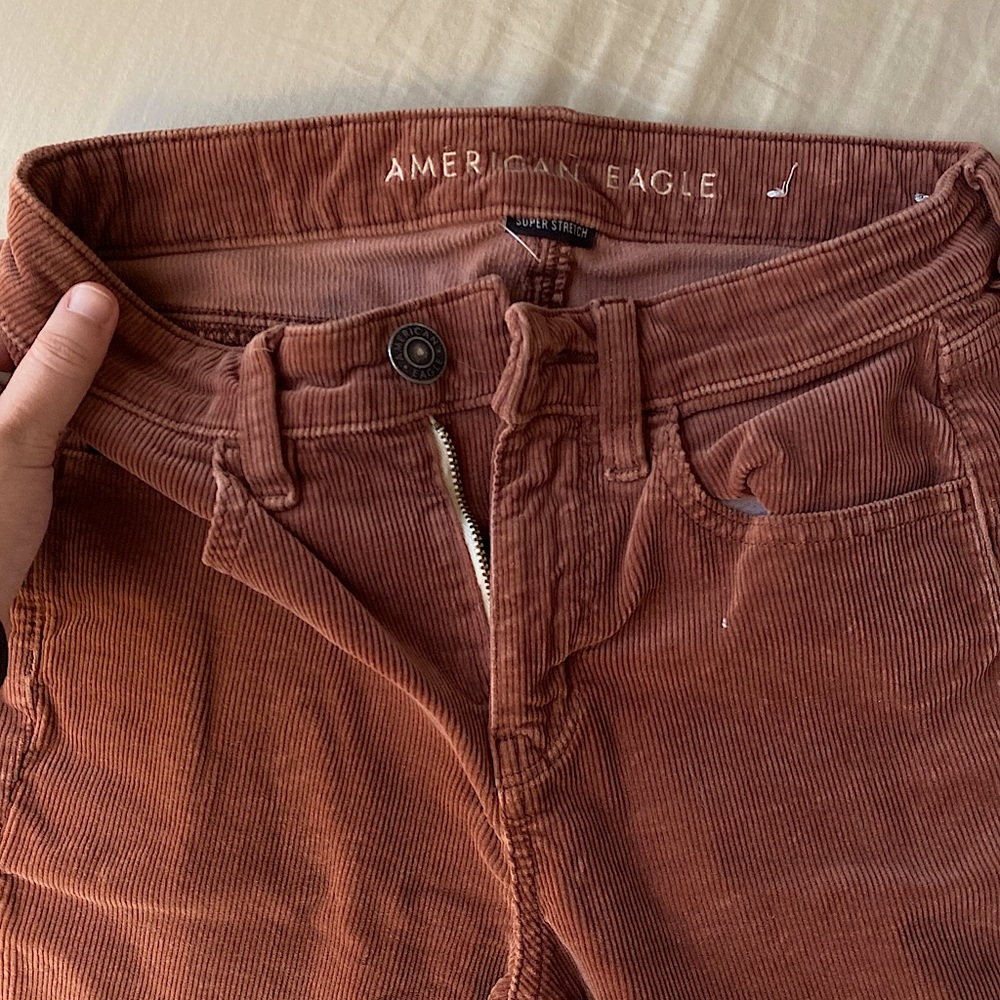 brown/orange corduroy jeggings
